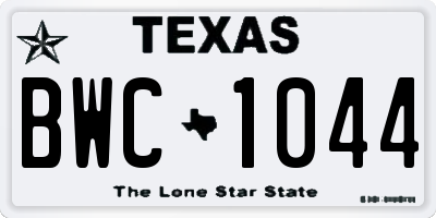 TX license plate BWC1044
