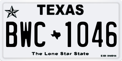 TX license plate BWC1046