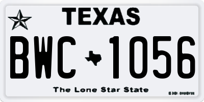 TX license plate BWC1056
