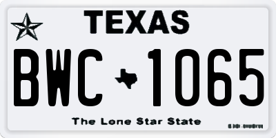 TX license plate BWC1065