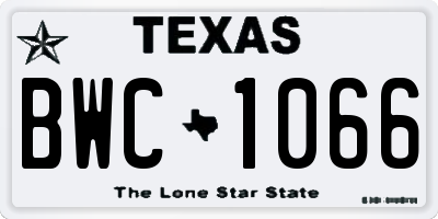 TX license plate BWC1066
