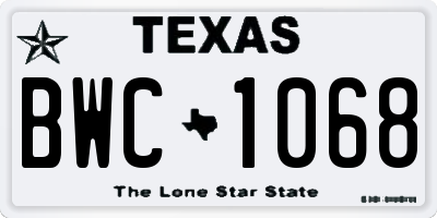 TX license plate BWC1068