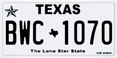 TX license plate BWC1070