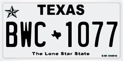 TX license plate BWC1077
