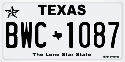 TX license plate BWC1087