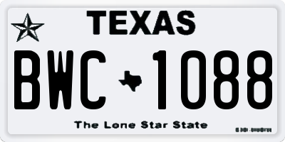 TX license plate BWC1088