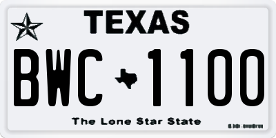TX license plate BWC1100