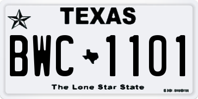 TX license plate BWC1101