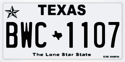 TX license plate BWC1107