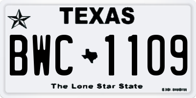 TX license plate BWC1109
