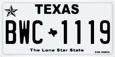 TX license plate BWC1119