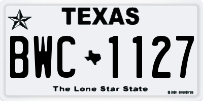 TX license plate BWC1127