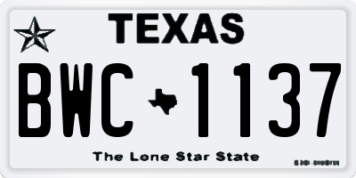 TX license plate BWC1137