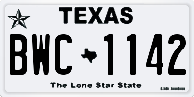 TX license plate BWC1142