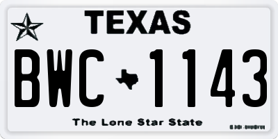 TX license plate BWC1143
