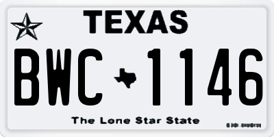 TX license plate BWC1146