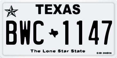TX license plate BWC1147