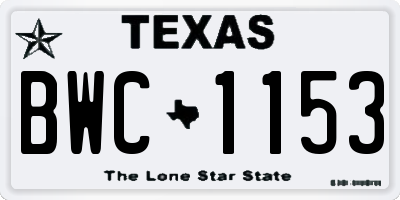 TX license plate BWC1153