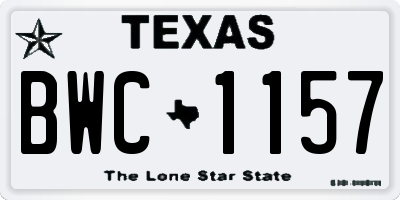 TX license plate BWC1157