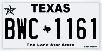 TX license plate BWC1161