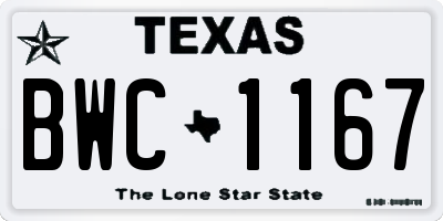 TX license plate BWC1167