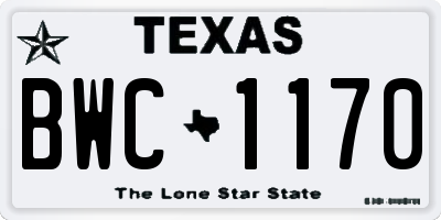 TX license plate BWC1170