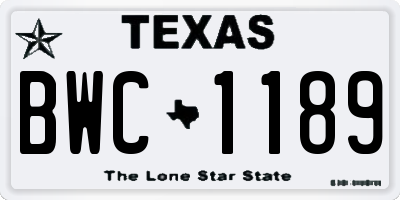 TX license plate BWC1189
