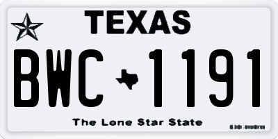 TX license plate BWC1191