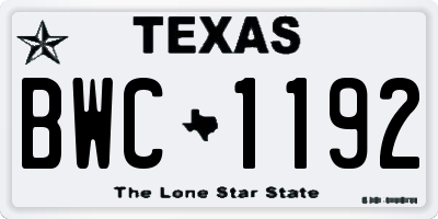 TX license plate BWC1192