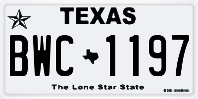 TX license plate BWC1197