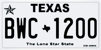 TX license plate BWC1200