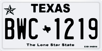 TX license plate BWC1219