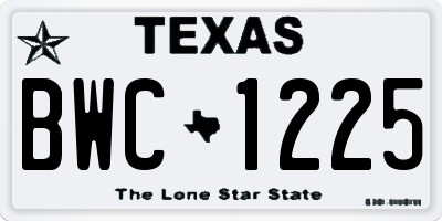 TX license plate BWC1225