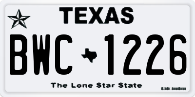 TX license plate BWC1226