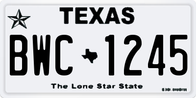 TX license plate BWC1245