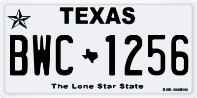 TX license plate BWC1256