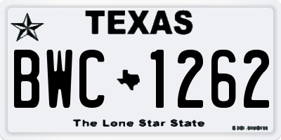 TX license plate BWC1262