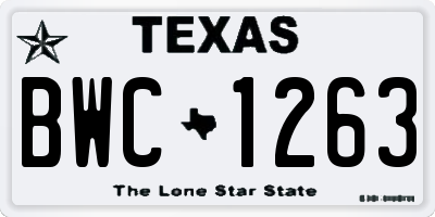 TX license plate BWC1263