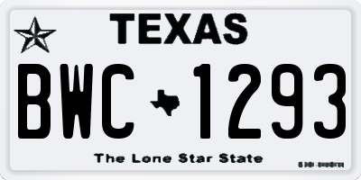 TX license plate BWC1293
