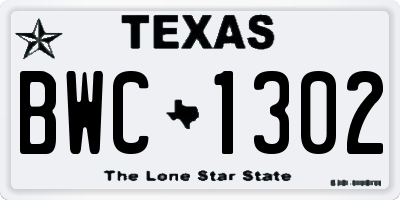 TX license plate BWC1302