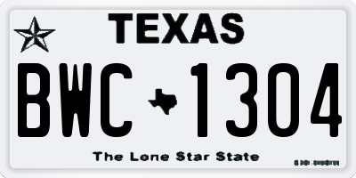 TX license plate BWC1304