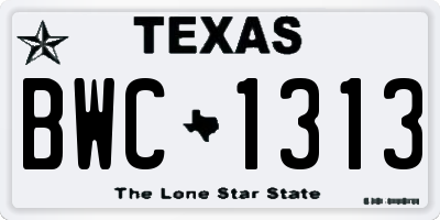 TX license plate BWC1313