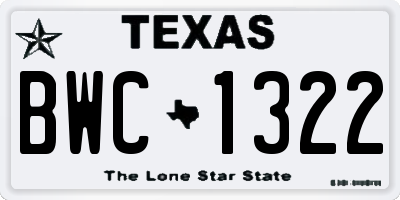 TX license plate BWC1322
