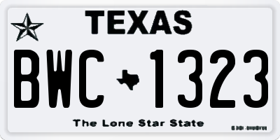 TX license plate BWC1323