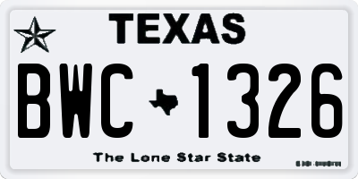 TX license plate BWC1326
