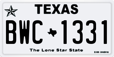 TX license plate BWC1331