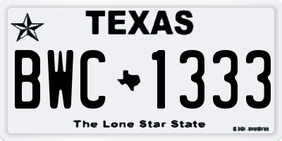 TX license plate BWC1333