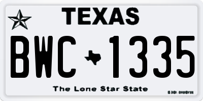 TX license plate BWC1335