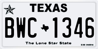 TX license plate BWC1346