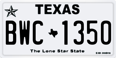 TX license plate BWC1350